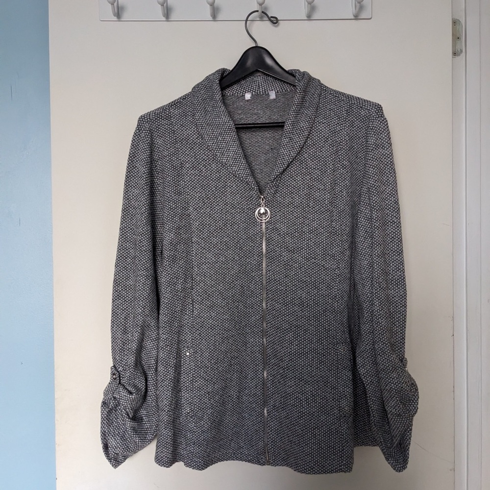 Gray Blazer with Zipper Closure